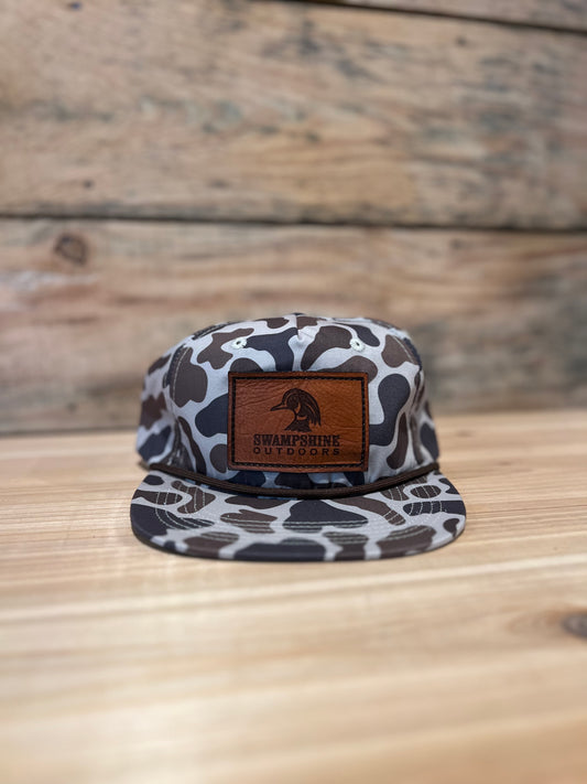 Dark Camo Gramps Hat Leather Patch