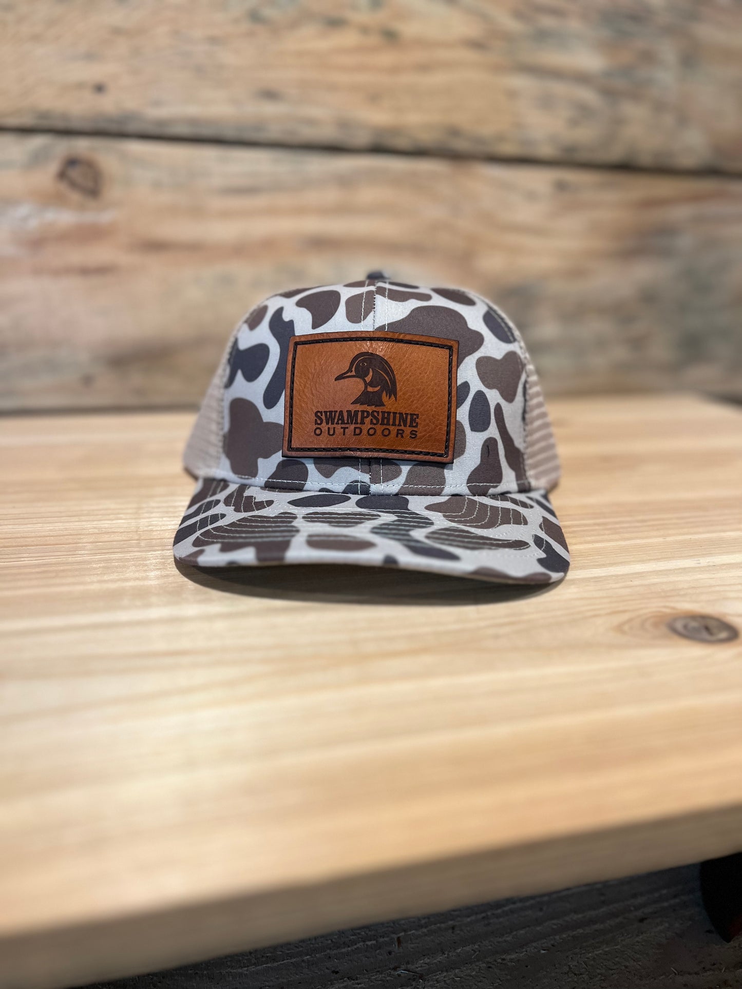 Light Tan Camo Trucker Leather Patch